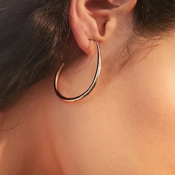 New Anthro Molten Gold Hoop Earrings ~ Silver or Gold Threader Hoops - Picture 13 of 16